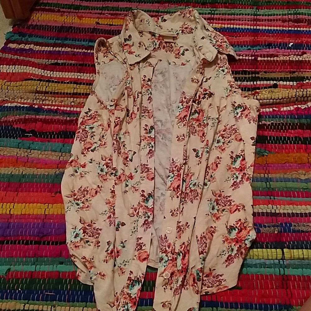 Floral button down tank